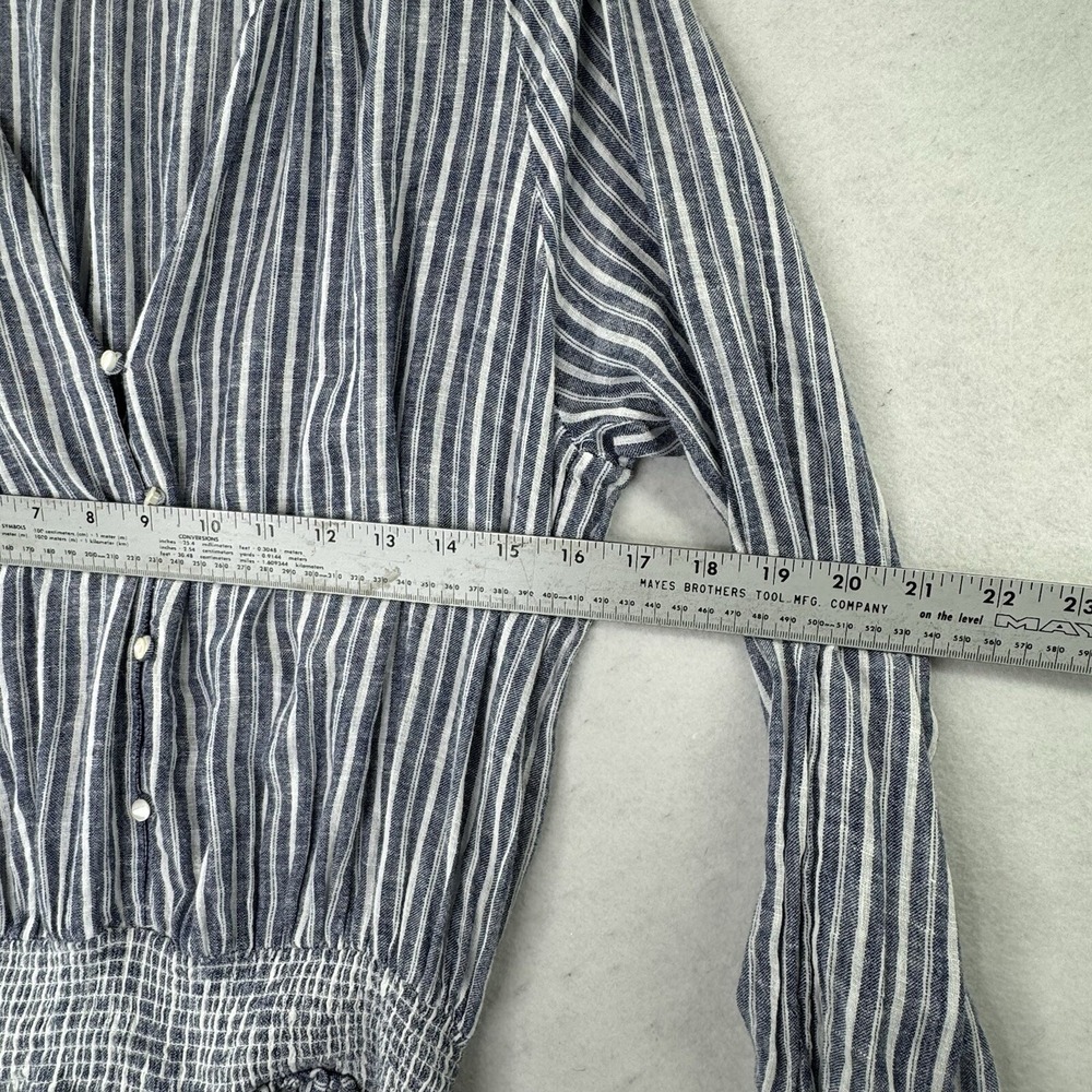 Rails Jasmine Linen‎ Mini Dress Womens Size XL Striped Empire Waist Boho LS - Picture 6 of 12